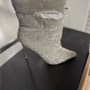 Elegant Silver Stiletto Boots
